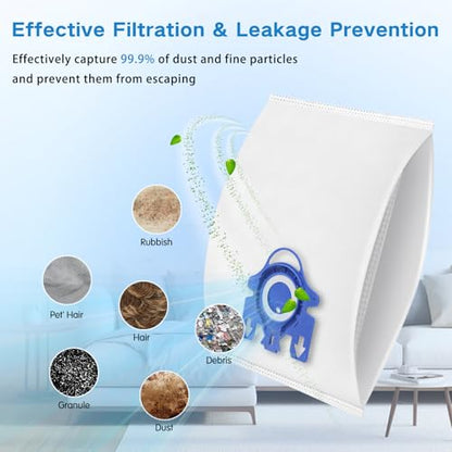 14 Pack 3D Airclean GN Vacuum Bags Compatible with Miele Classic C1, Complete C2, Complete C3, S2 S5 S8 S400 Series Dust Bags with 4 Motor Protection Filters, 4 Exhaust Filters - style: GN Bag-14 Pack