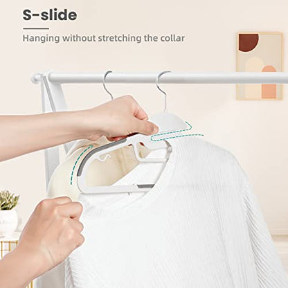 BAGAIL Plastic Hangers 50 Pack with Non-Slip Design,0.2 Inches Thick, 360°Swivel Hook Space Saving Organizer for Bedroom Closet,Shirts,Pants(White- S Shaped) - color: White