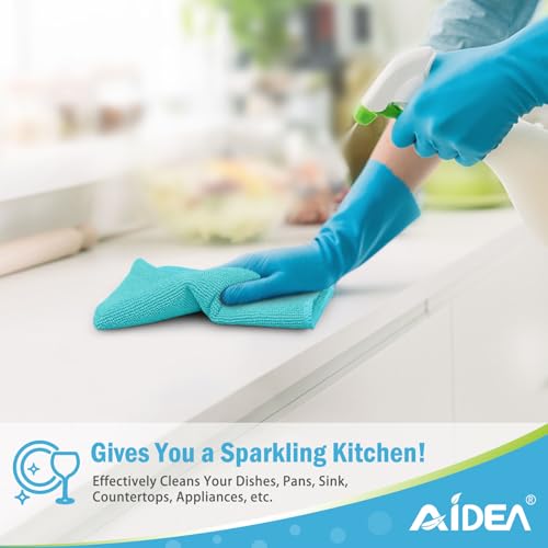 AIDEA Blue Microfiber Cleaning Cloth-50PK, Cleaning Rags 12"x 12" Absorbent - color: Blue, size: 12in.x12in.
