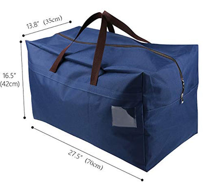 AMJ Heavy Duty Extra Large Moving Bags with Handles & Zippers, Storage Totes for Space Saving, Perfect Organization System (Blue - Set of 2) - color: Blue, 2pcs