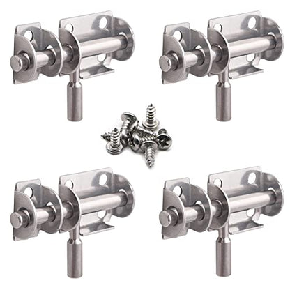 Mini Sliding Bolt Gate Latch, 2.6 Inch Heavy Duty Stainless Steel Barrel Bolt OLT with Padlock Hole, Interior Door Latches (4 Pack) - size: 4 Pieces