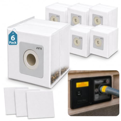 Y11 Vacuum Bags Compatible with InterVac RV Central Vacuum Systems, Replacement Dust Bags for CS-9 CSRM CSRM-RC CV1004, 5-Layer Filtration Bags with Motor Filters,6 Pack+3 Motor Filters (6)