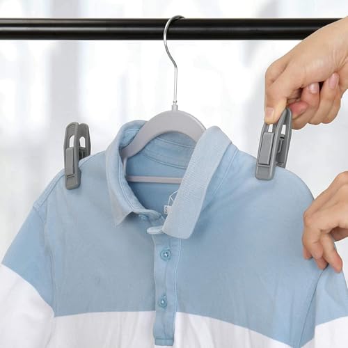 Tinfol Grey Pant Hanger Clips 80pc, Multi-Purpose Finger Clip, Strong Pinch Grip Plastic Clips for Slim-line Clothes Hangers - color: Gray, size: 80PCS