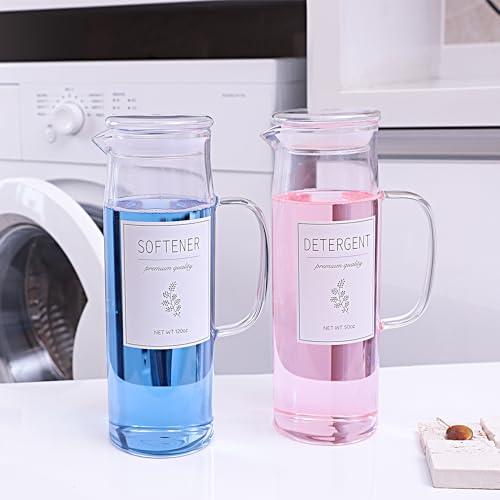 Glass Laundry Detergent Dispenser with Labels & Handles, 2 Pack - color: Glass Lid