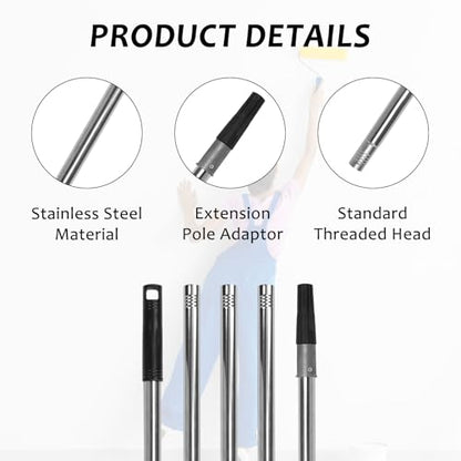Paint Roller Extension Pole, Multi-Purpose Telescopic Extension Pole, Extensions Poles with Tapered Adapter for Cleaning, Feather Duster, Window Washing Kit (0.88, Pounds)