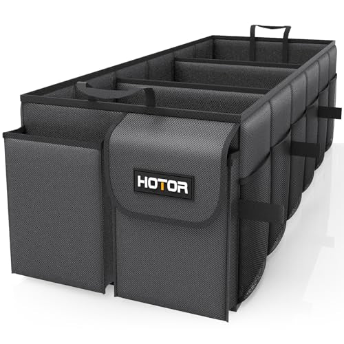 HOTOR Trunk Organizer - Foldable Car Organizer for SUVs & Sedans Storage - color: Black, size: X-Large (3 Compartments)