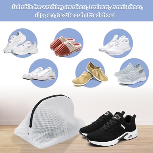 Tenn Well 3Pcs Mesh Laundry Bags For Shoes Sneakers Fits Size 12 - color: White, size: 8.7"x8.7"x15"