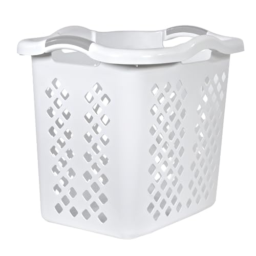 Home Logic 2 Bushel Plastic Laundry Basket Lamper, Large Laundry Hamper with Handles, Ventilated Clothes Organizer for Bedroom Bathroom Closet, 2 Pack, White - size: 2 Bushel