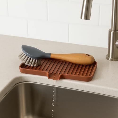 Silicone Soap Dish Tray and Sponge Holder with Drain Chute, Rectangular, Kitchen and Bathroom Sink Organizer (Smoky Blue, 9"x3.5") - color: Smoky Blue, size: (MD) 9"x3.5"
