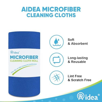 AIDEA Microfiber Cleaning Cloth 330 Sheets 6 Roll, Cleaning Rags 11×9" - color: Dark Blue, size: 55 Count (Pack of 6)