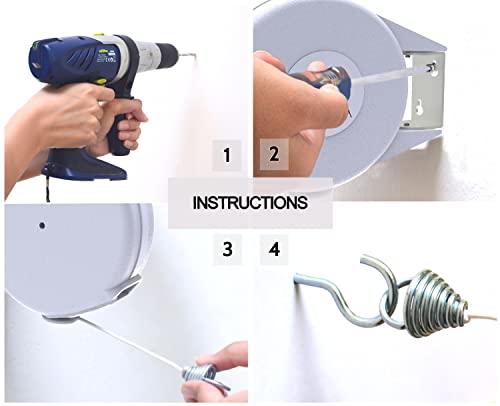 Retractable Clothesline - Portable Heavy Duty Indoor and Outdoor Washing Line - 40 Feet PVC Retracting Clothes Line with Wall Mount Hang the Wet Dry Clothing Laundry - Easy Installation (White) - style: White