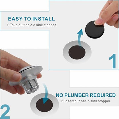 WELSAN Chrome Plated Bathroom Sink Drain Strainer 1 1/8"-1 1/2", 2 Pack - color: Chrome Plated-2