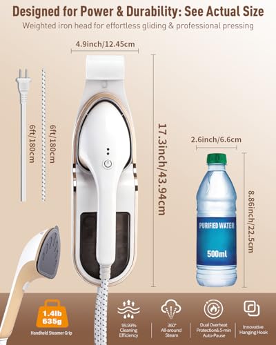 BANPESTT Garment Steamer for Clothes, 2-in-1 Steamer & Iron, Powerful 1500W