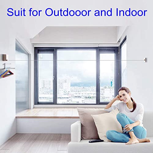 Retractable Clothesline Clothes Line Retracting Outdoor/Indoor, Heavy Duty Stainless Steel Adjustable Drying Rope Wire Dryer with ABS case+Aluminum, Self Adhesive Wall Mount 13.8 Feets White - color: 0 White