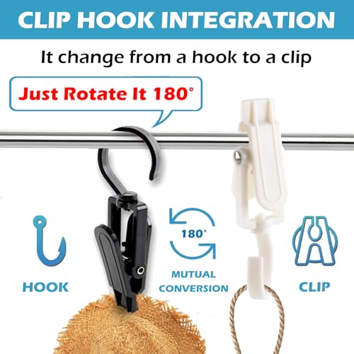 20pcs Laundry Hooks with Clips,Rotatable Super Strong Home Travel Clip