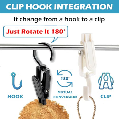 20pcs Laundry Hooks with Clips,Rotatable Super Strong Home Travel Clip