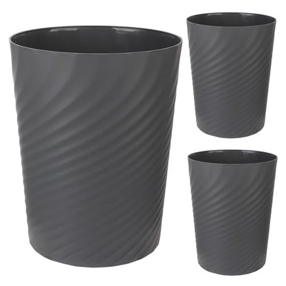 Plastic Small Bathroom Trash Can Wastebasket Garbage Can, Dark Grey, 3 Pack - color: Dark Grey, size: 1.8 Gallon/3 Pack