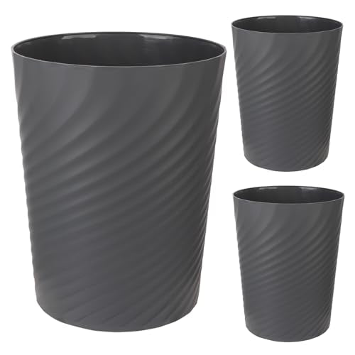 Plastic Small Bathroom Trash Can Wastebasket Garbage Can, Dark Grey, 3 Pack - color: Dark Grey, size: 1.8 Gallon/3 Pack