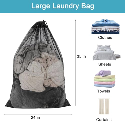 Mesh Laundry Bag, 24"x35", Black - color: Black-N