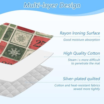 Ironing Mat Portable Ironing Pad Ironing Blanket for Table Top Heat Resistance Double-Side Using Travel Large 47.2 x 27.6 Inch Foldable Lightweight Christmas Snowflake Calendar Beige - color: Christmas Snowflake Calendar Beige