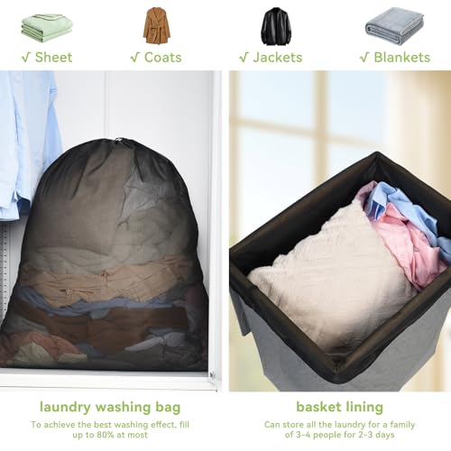 OTraki Ex-Large Mesh Laundry Bags 36x43 Inch Drawstring Laundry Bag 2 Pack Dirty Clothes Mesh Net Bag Heavy Duty Travel Storage Organize Bag for Hotel Beach,Don't Drying, Melting 140-176℉ Black - size: 36 x 43 inch