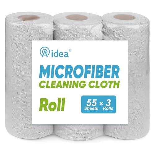 AIDEA Microfiber Cleaning Cloth 165 Sheets 3 Roll, Cleaning Rags 11×9" - color: Grey, size: 55 Count (Pack of 3)