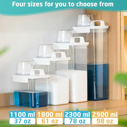 Laundry Detergent Dispenser-1 Pack, 78 oz Detergent Dispenser with 4 Removable Labels, Laundry Soap Dispenser for Laundry Room Organization and Storage, BPA Free & PET Plastic Clear