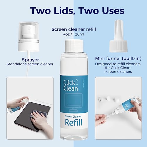 CLICK CLEAN Screen Cleaner Kit with 4 oz Refill, Cloth, Funnel & Sprayer - size: 1 Screen Cleaner Refill Kit