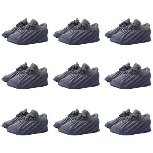 9 Pairs Reusable Shoe Covers for Indoors,Washable Shoe Covers Bowling Shoe Covers Reusable,Non Slip Shoe Covers Foot Service for Indoor Household Office Laboratory 12inch (Grey) - color: Grey