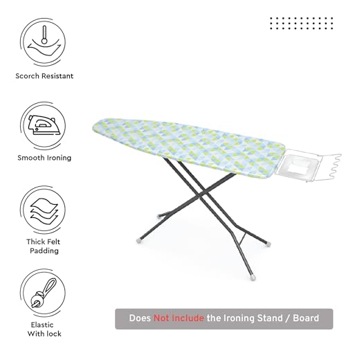 Encasa XO Ironing Board Cover and Pad, 54"x15" Large, 4mm Felt - color: Triangles Aqua, size: Large