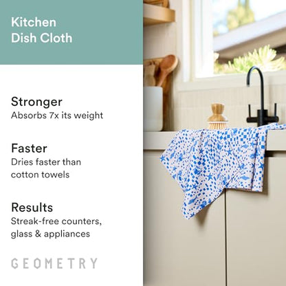 GEOMETRY Kitchen Dish Cloths - Spring & Summer Collection - Premium Dishcloths with Geoweave - Absorbent & Fast Drying Kitchen Towels - Daisy Sky, 10" x 10" - 3-Pieces - color: Daisy Sky, size: 10" x 10" (3 Pack)