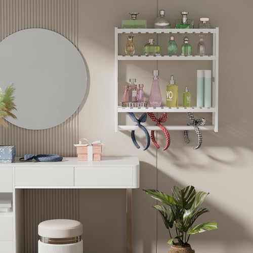 PPN 100% Bamboo Towel Rack Bathroom Storage Shelves Over Toilet Towel Bar - color: Updated White Standard 1 Pack
