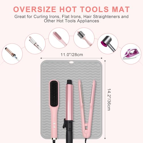 Oversize Silicone Heat Resistant Mat for Hair Tools - color: Gray