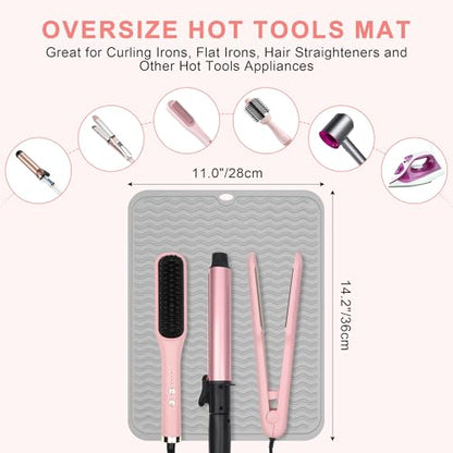 Oversize Silicone Heat Resistant Mat for Hair Tools - color: Gray