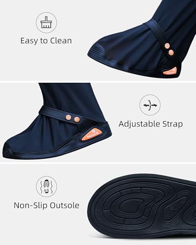 Rain Shoe Covers with Zipper, Waterproof Rain Gear Overshoes, Black - size: Medium