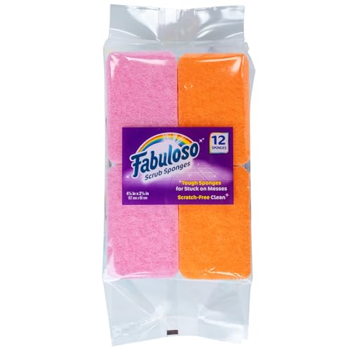 Fabuloso Scratch-Free Kitchen Dish Sponges, Rainbow, 12 Count Pack - color: Rainbow, size: 12 Count (Pack of 1)