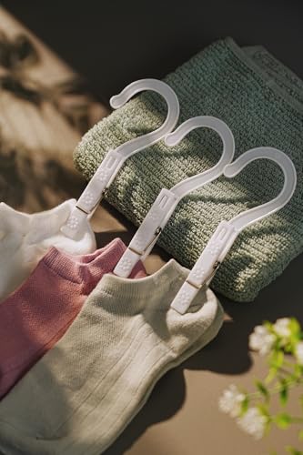 New Talent Laundry Hooks Clip Set of 12, Clothing Pin Hooks, Plastic Clothes Hangers, for Bathroom Travel Portable,White