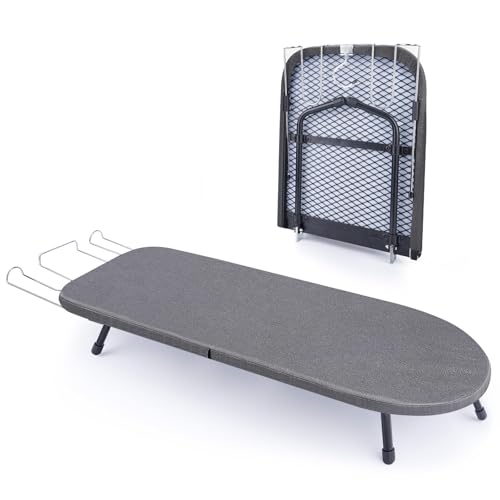 Tabletop Ironing Board with Iron Rest, Metal Mesh Panel Ironing Board - color: Black