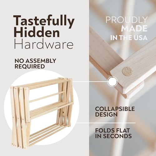 Pennsylvania Woodworks Clothes Drying Rack: Solid Maple Hard Wood Laundry Rack for Sweaters, Blouses, Lingerie & More, Durable Folding Drying Rack, Made in USA, No Assembly Needed, Medium - color: Medium