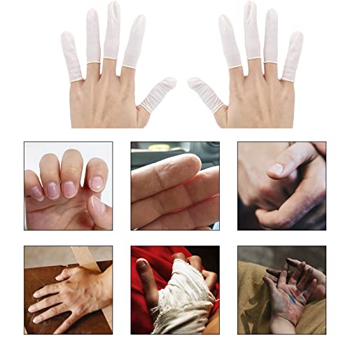 Finger Cots Small 300 Pcs Fingertips Protective Finger Cots White Disposable Finger Rubber Tips for Injured Finger,Cracked Finger,Sports - size: Small