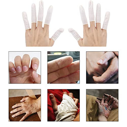 Finger Cots Small 300 Pcs Fingertips Protective Finger Cots White Disposable Finger Rubber Tips for Injured Finger,Cracked Finger,Sports - size: Small