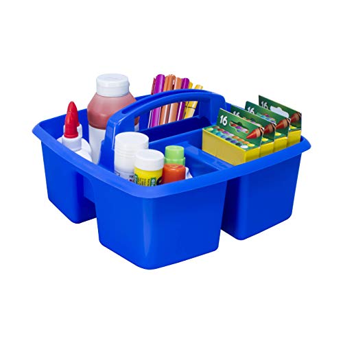 Storex 3-Compartment Small Caddy – Multipurpose Classroom Organizer with Handle, Azure, 6-Pack (00947A06C) - color: Azure Blue, size: 6-Pack, style: Small