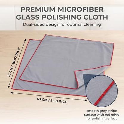 2 Pack Glass Polishing Cloths, 24.8 x 20.1 Inch, Grey