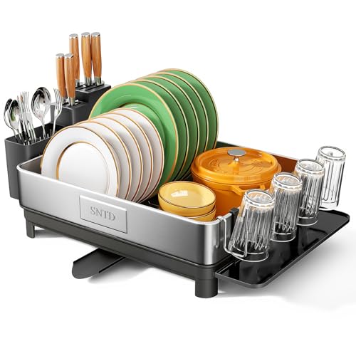 SNTD 304 Stainless Steel Dish Drying Rack for Small Kitchen Counter, Black - color: Black