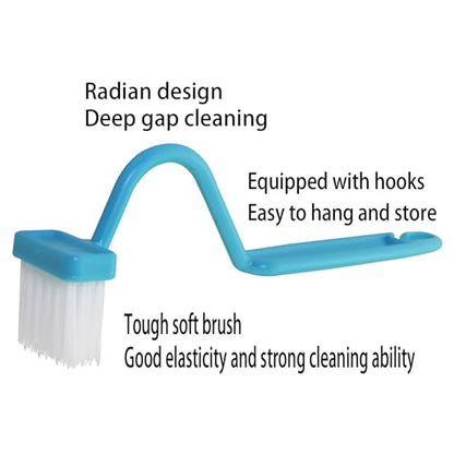 4PCS V-Shape Plastic Curved Brush Blue 7.9x1.4 inch Toilet Corner Edge Cleaning Brush S-Shape Toilet Cleaning Brush Curved Handle Sanitary Brush Bathroom Brush