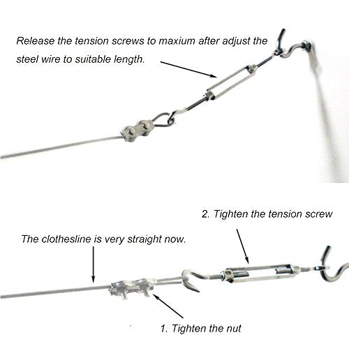 DEWEL 10.8FT Stainless Steel Clothes Lines for Hanging Clothes Outside - size: 10.8ft