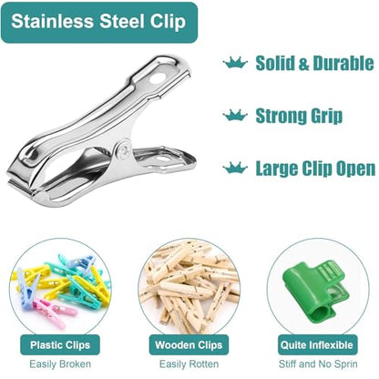 JULMELON 55 PCS Stainless Steel Garden Clips, Large Greenhouse Clamps