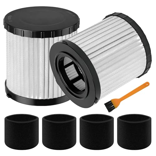 2 Pack DCV5801H HEPA Filter Replacement Compatible with DEWALT DCV580H / DCV581H 20V MAX Wet-Dry Vacuum Cleaner, with 4 Foam Sleeve Filters & 1 Brush, Washable and Reusable Filter - color: 2pcs