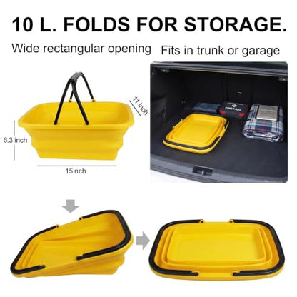 Window Cleaning Kit with 10L Collapsible Bucket - color: Yellow