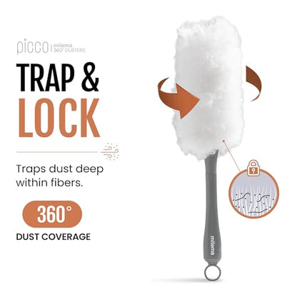 milema Picco 360 Double-Sided Duster, White, 1 Short Handle, 23 Refills - size: 1 short handle, 23 refills